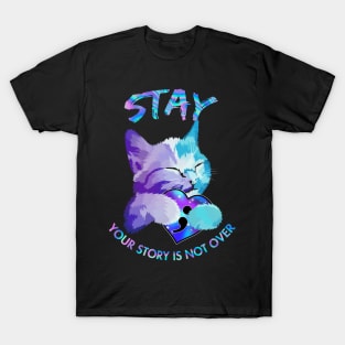 Cat Autism Heart Stay your story is not over T-Shirt